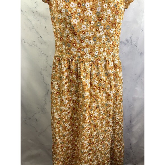 Reformation lucila Dress SZ 12 midi 100% Linen Cottagecore yellow smocked floral - Picture 8 of 16